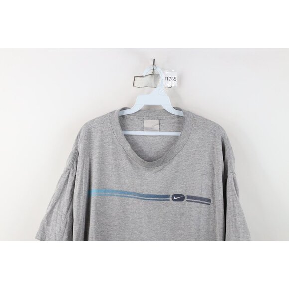 Vintage Y2K Nike Mens XL Distressed Travis Scott Mini Swoosh Striped T-Shirt - Picture 2 of 16